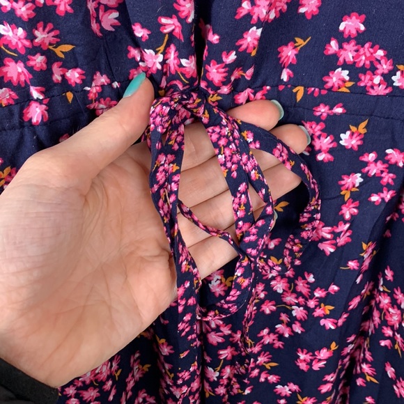 NWOT Draper James Martina Popover Midi Dress Navy Cherry Blossom - Picture 6 of 9